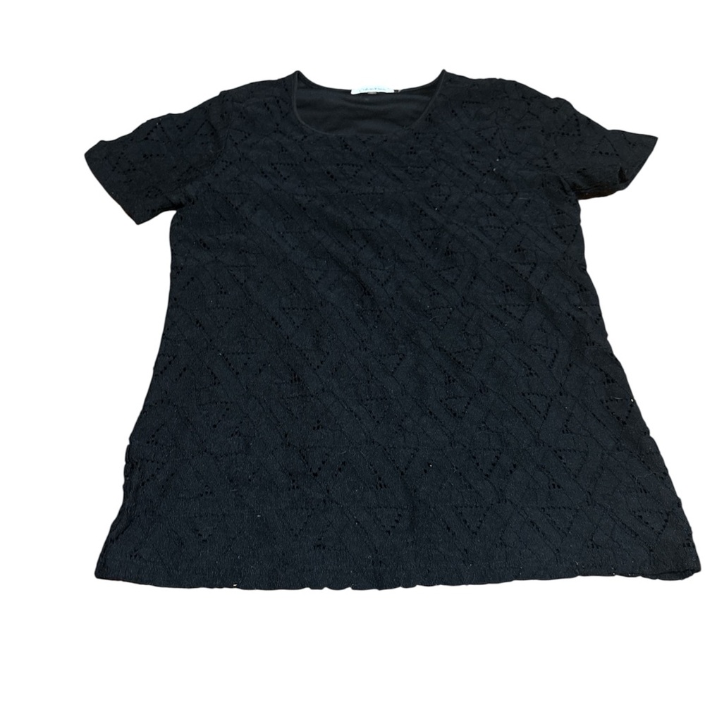 🌞 Calvin Klein Black Short Sleeve Lace Shirt